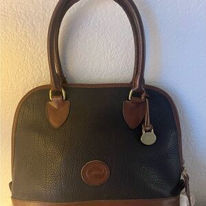 Dooney & Bourke Brown Leather Satchel with Structured Design